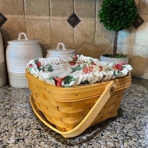 Longaberger Basket with Cloth and Plastic Liner